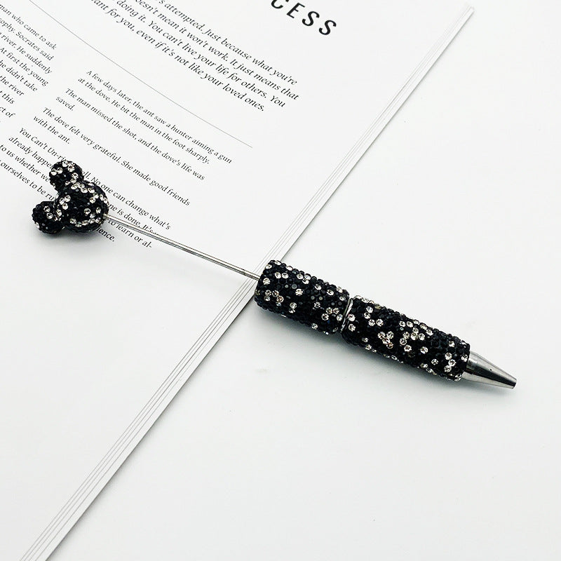 Creative Mickey Head Full Drill Bead Pen DIY Handmade Sticker Drill Ballpoint Pen Cartoon Mickey Gift Pen Manufacturer Spot
