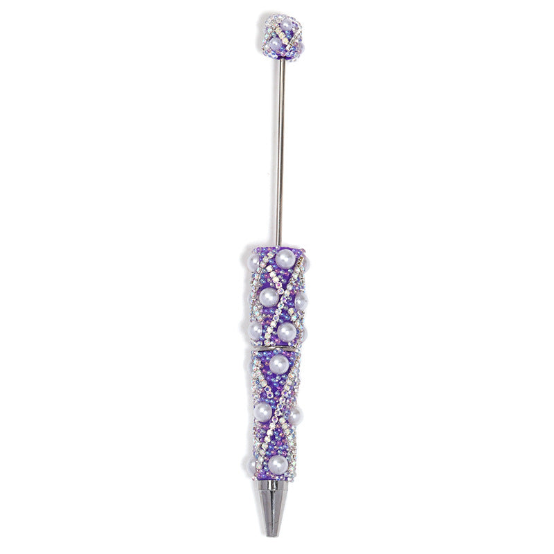 Cross-border explosion heavy industry full diamond pearl chain bead pen DIY rotating ballpoint pen mobile phone chain accessories material