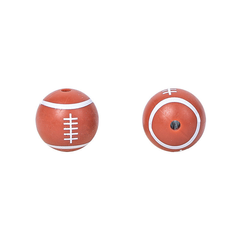 Factory Spot 15mm Silicone Beads Baby Teething Necklace Loose Beads Football Basketball Water Transfer Silicone Beads Wholesale