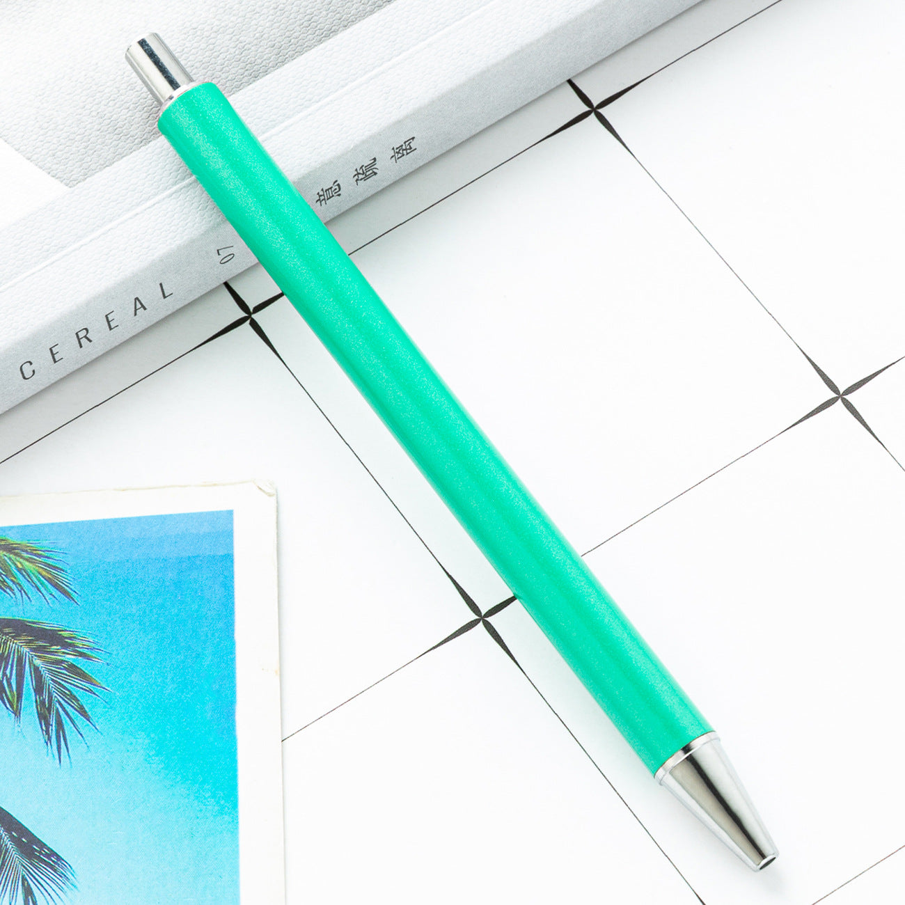 High-value metal press ballpoint pen, new creative glitter, metal stationery pen for students, spot press pen