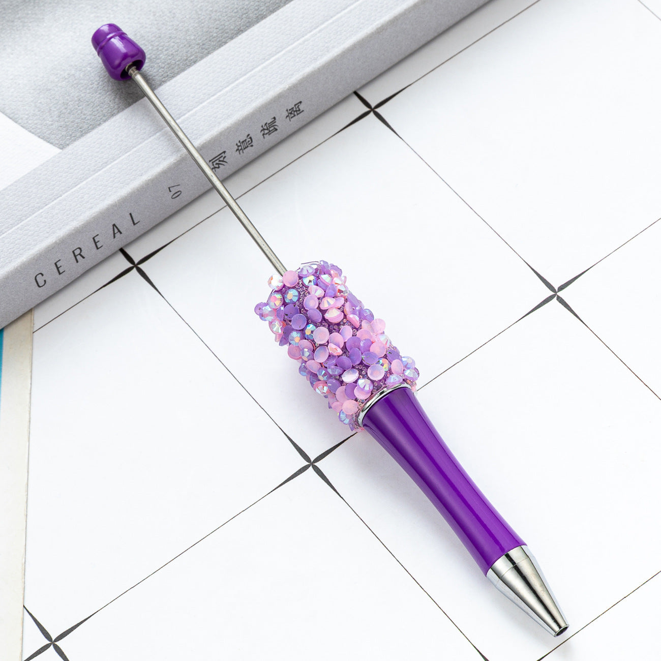 DIY multi-color broken diamond bead pen creative hand-affixed crystal plastic pen cute girl heart advertising gift pen