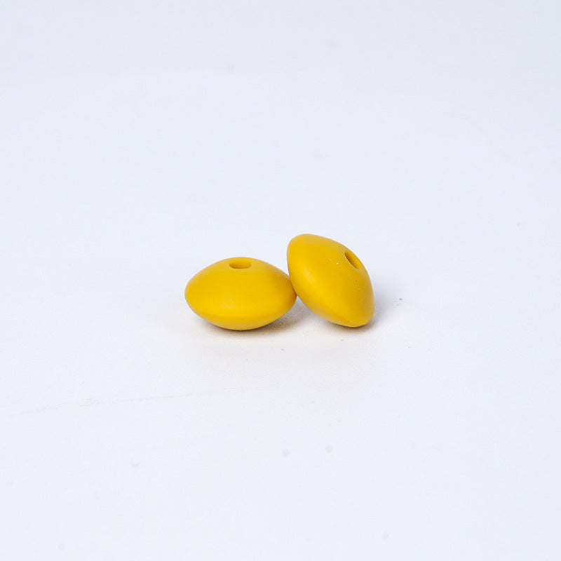 Spot Silicone Beads European and American Jewelry 12mm Small Beads DIY Necklace Beaded Oval Lentil Loose Beads Wholesale