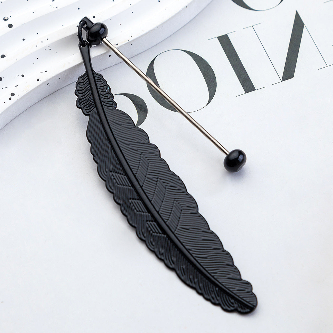 Spot metal feather bookmark creative DIY beaded bookmark pendant children's reward small gift mark book page folder