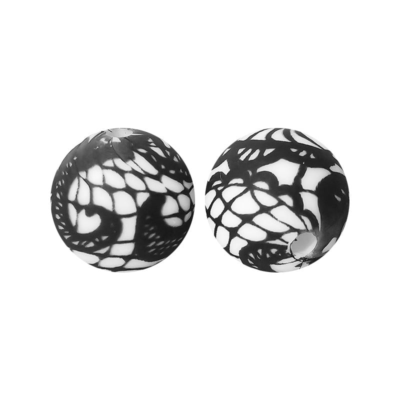 15mm silicone beads water transfer beads DIY jewelry bead pen loose beads wholesale