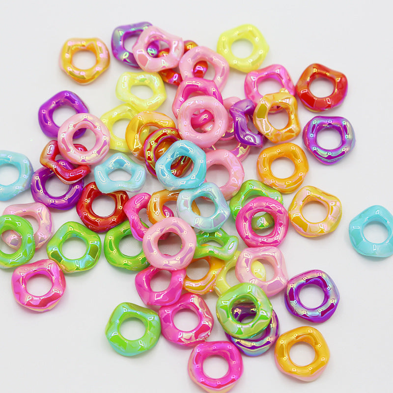 16Mm Color Electroplated Lace Wave Stacked Le Large Hole Beads Diy Handmade Beaded Loose Beads Bracelet Accessories Wholesale