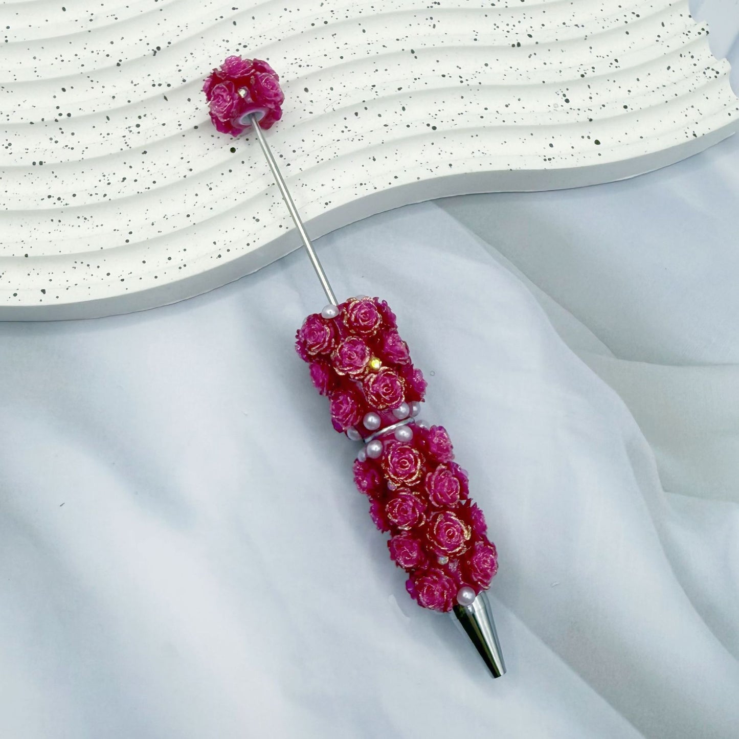 Rose Full Diamond Ball Pen High Value Handmade Heavy Industry Grain Pen Broken Ice Blue Theme Ball Pen Set