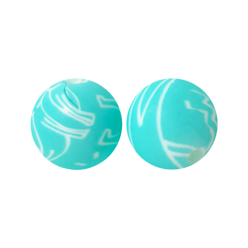 15mm Silicone Beads Water Transfer Beads DIY Jewelry Bead Pen Loose Beads Wholesale #201-250