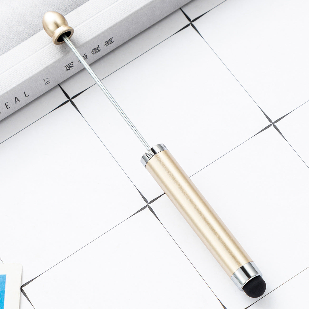 Spot wholesale plastic pen touch screen pen DIY handmade bead pen three-in-one capacitive bead multi-functional ballpoint pen