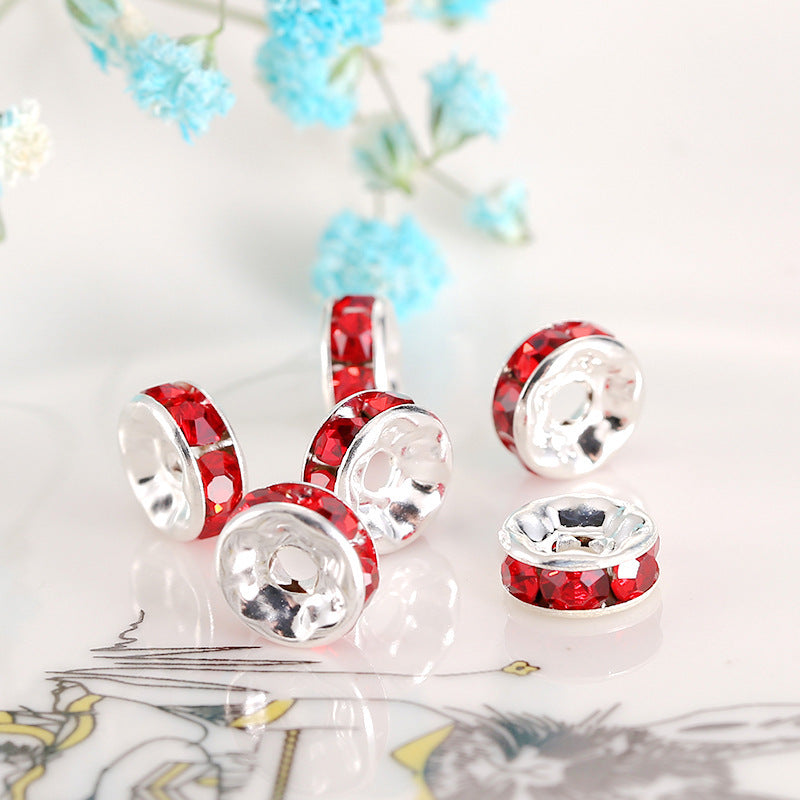 12Mm Hand-drilled Ring Spacer Beads, Colored Bracelet with Diamond Spacer Wheel Ring DIY Jewelry Accessories