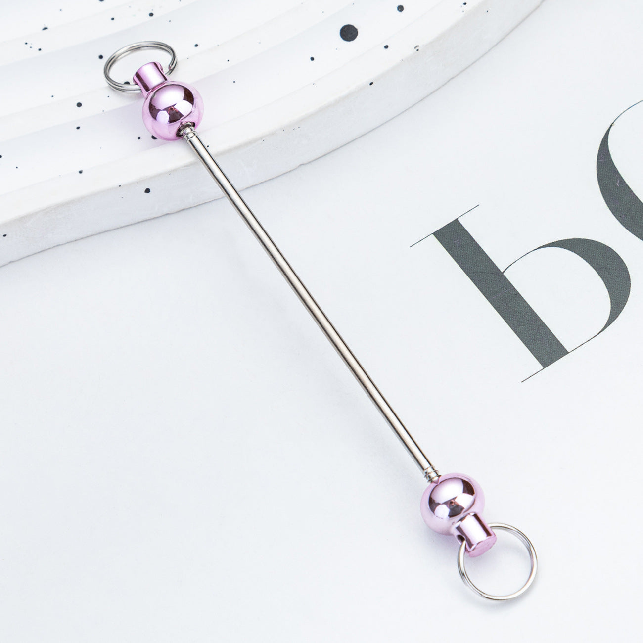 Creative new DIY beaded pole spot gradual change color color beaded keychain pole accessories pendant wholesale