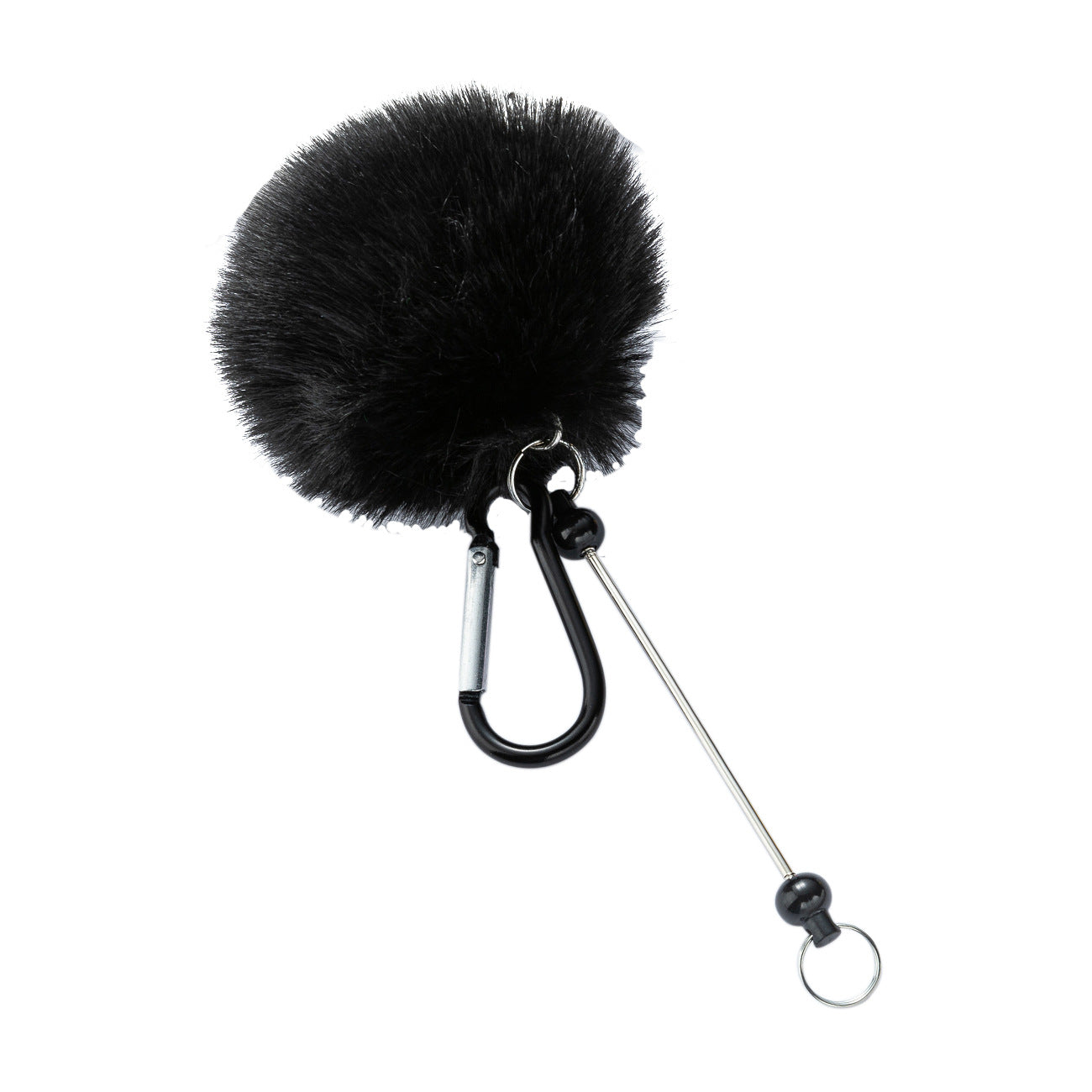 DIY beaded hairball mountaineering buckle D-type lock metal hook buckle furry pendant mountaineering buckle wholesale