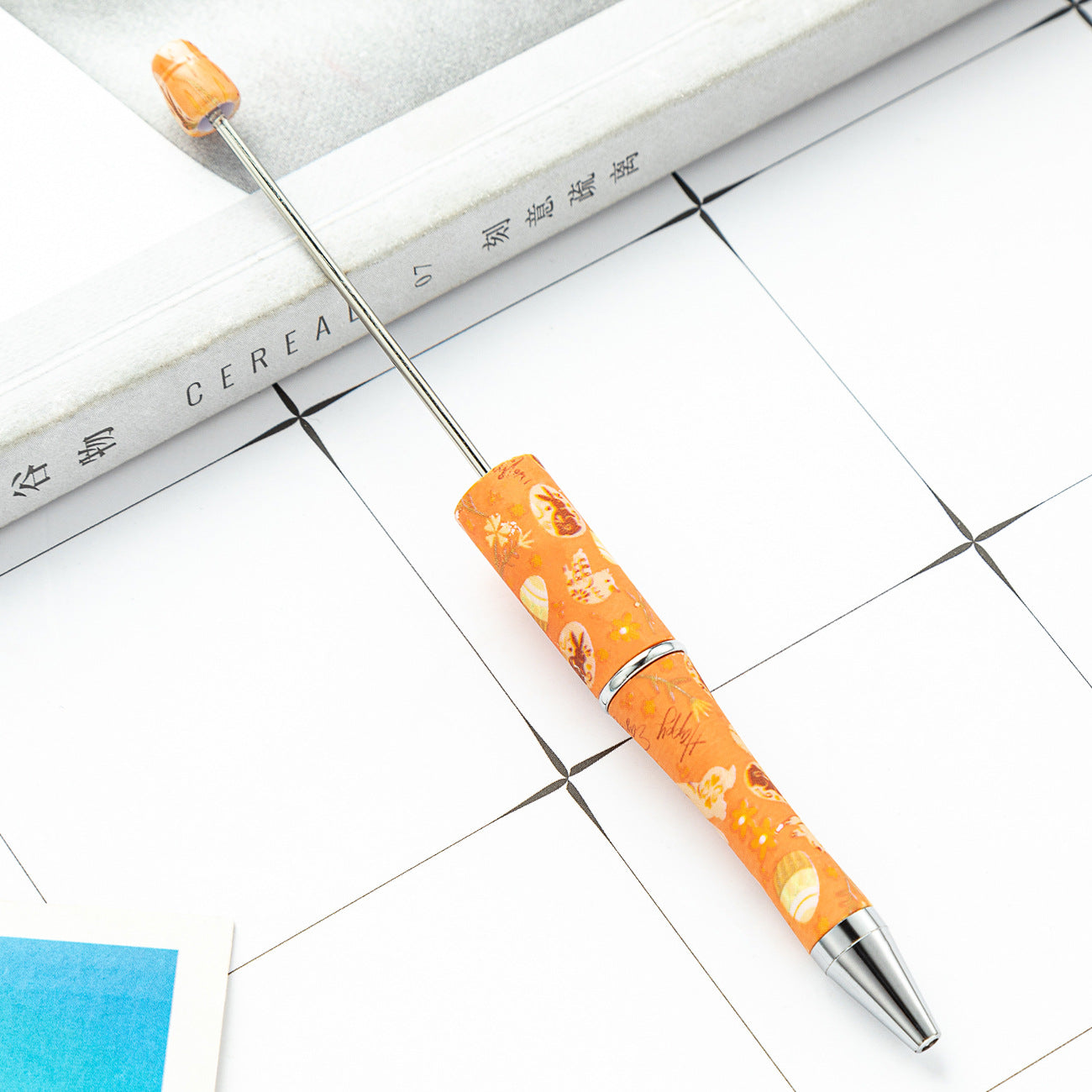 DIY plastic bead pen creative Easter rabbit ballpoint pen spot wholesale multi-color printing spinning bead pen