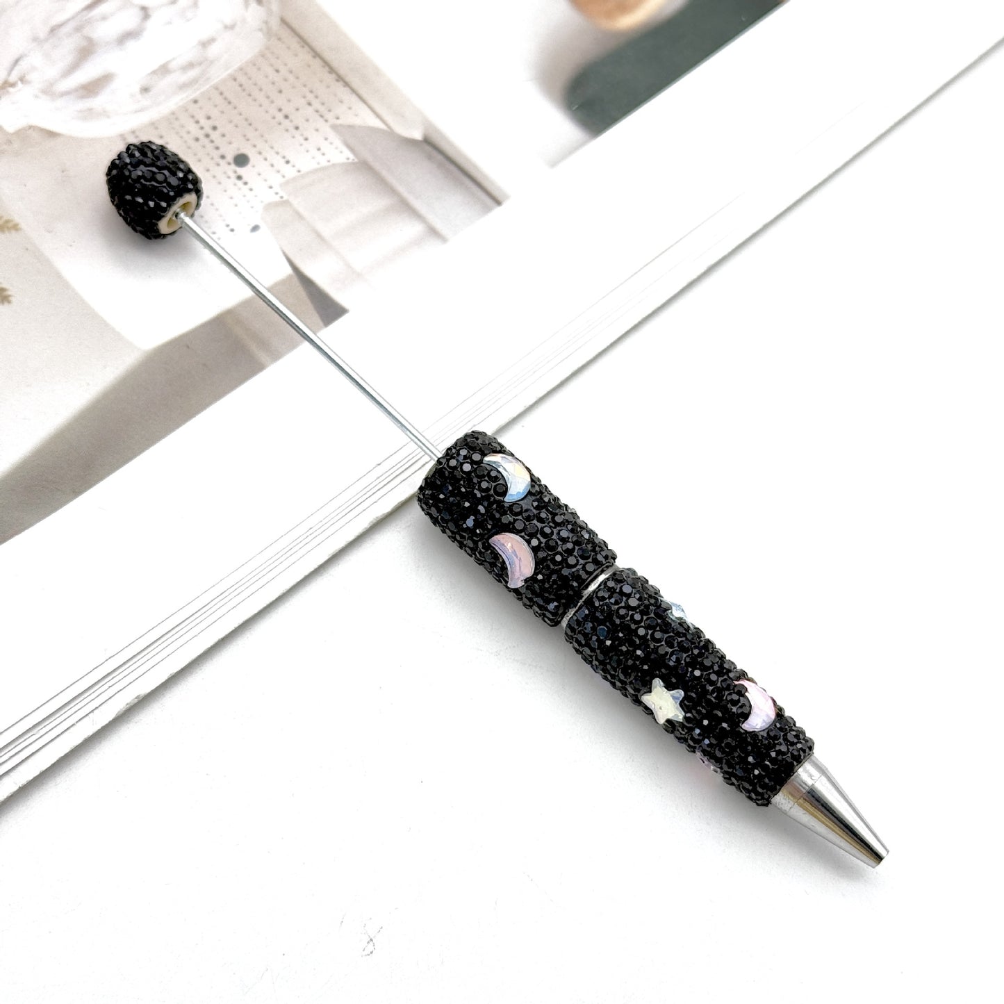 Cross-border DIY Star Moon Mocha Full Diamond Bead Pen, Creative Rhinestone Moe Grain Pen Colorful Gift Pen Wholesale