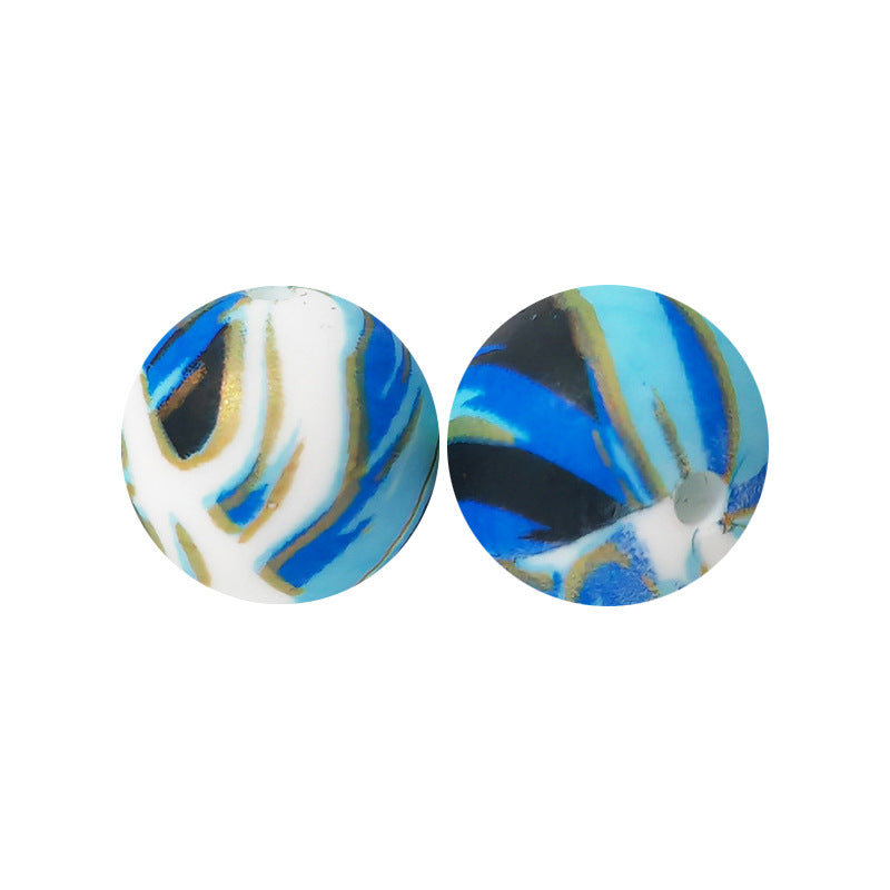 15mm Silicone Beads Water Transfer Beads DIY Jewelry Bead Pen Loose Beads Wholesale #201-250