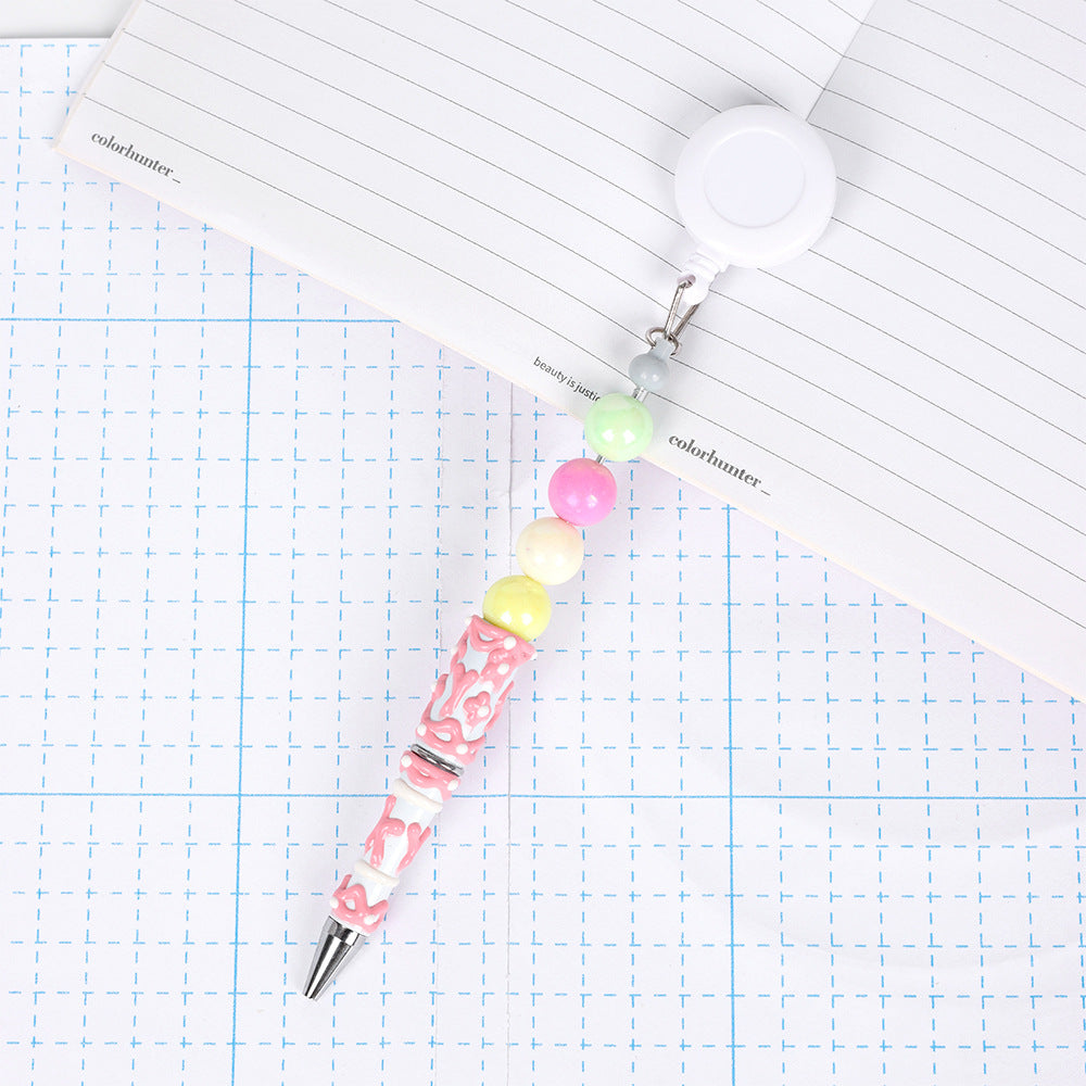 Retractable creative DIY hand-painted bead pen painted cream pen multi-color rotating neutral ballpoint pen