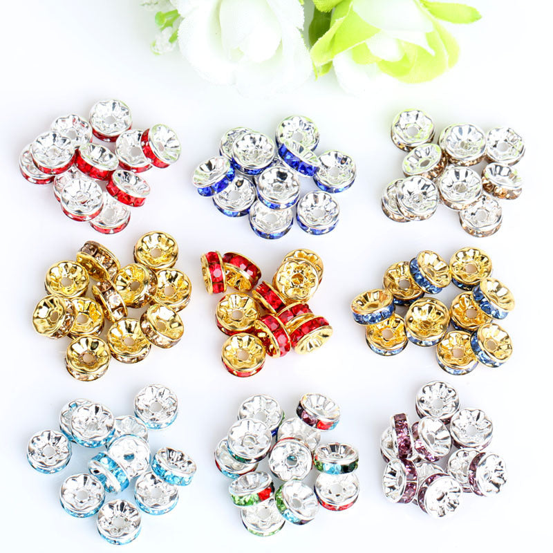 12Mm Hand-drilled Ring Spacer Beads, Colored Bracelet with Diamond Spacer Wheel Ring DIY Jewelry Accessories