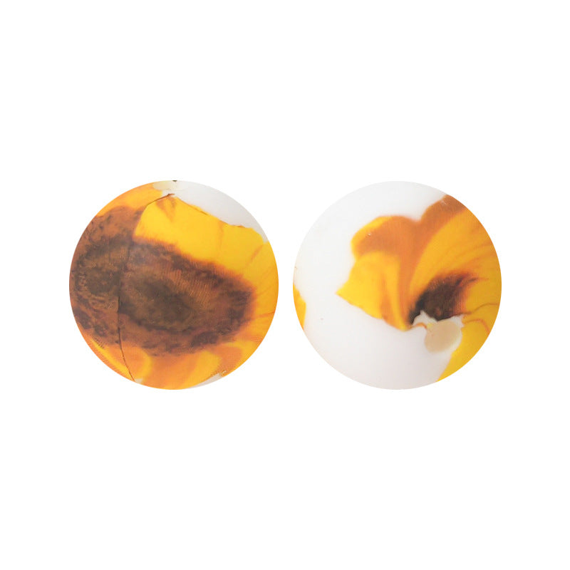 15mm Silicone Beads Water Transfer Beads DIY Jewelry Bead Pen Loose Beads Wholesale #201-250