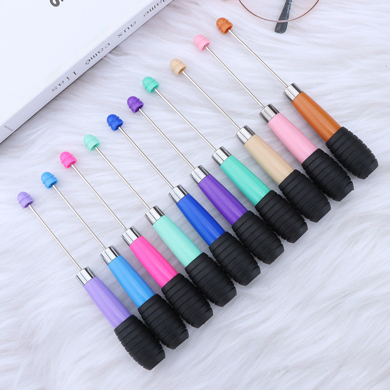 Cross-border explosion DIY telescopic bead pen, creative and cute macaron color telescopic rotating beaded gift ballpoint pen