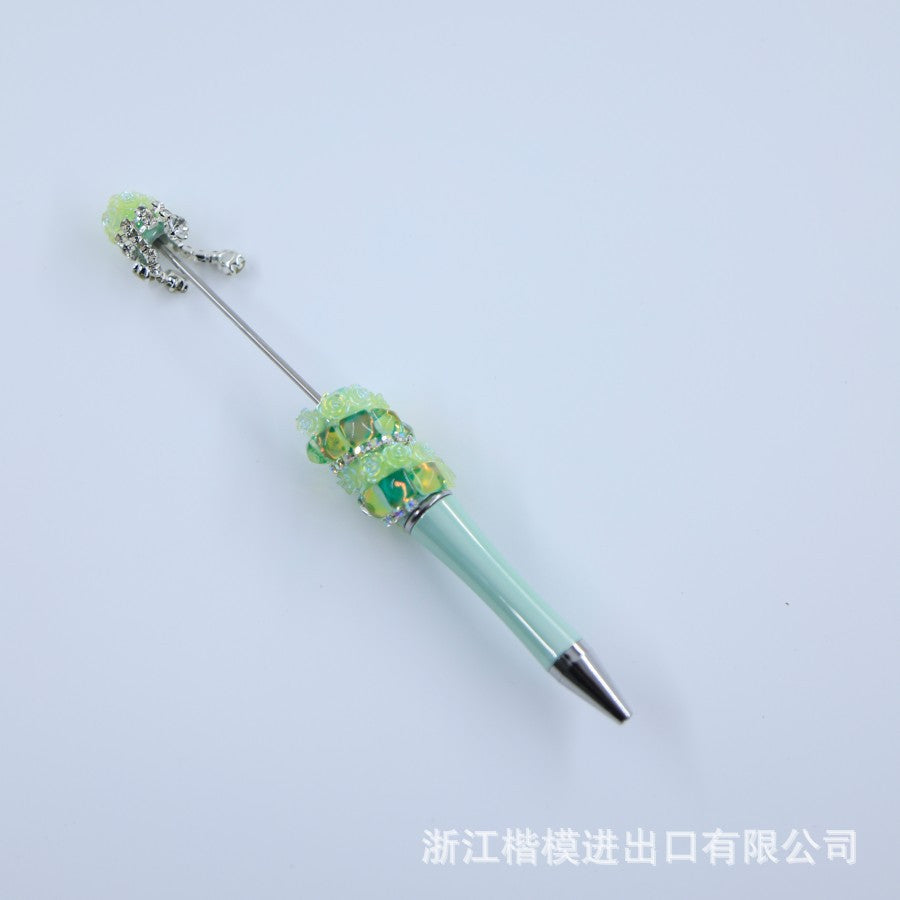 Popular DIY pearl flower bead pen handmade patch plastic ballpoint pen, cartoon flower bone pearl gift pen