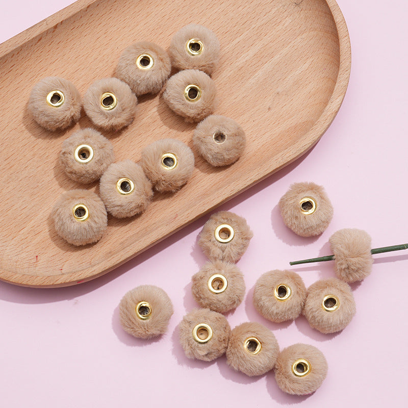 Imitation Rabbit Fur Plush Hanging Ball Beads Beads 20mm Straight Hole Hairball Beads DIY Mobile Phone Chain Accessories