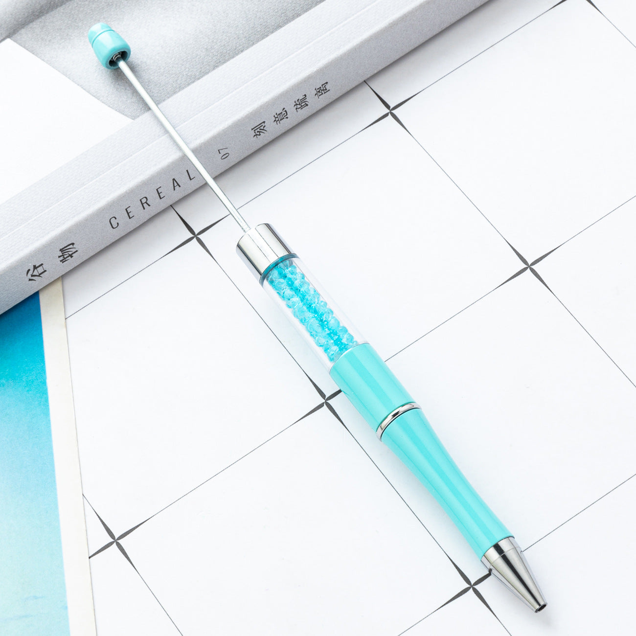 Spot plastic bead pen wholesale creative DIY handmade plastic bead pen empty tube crystal bead ballpoint pen
