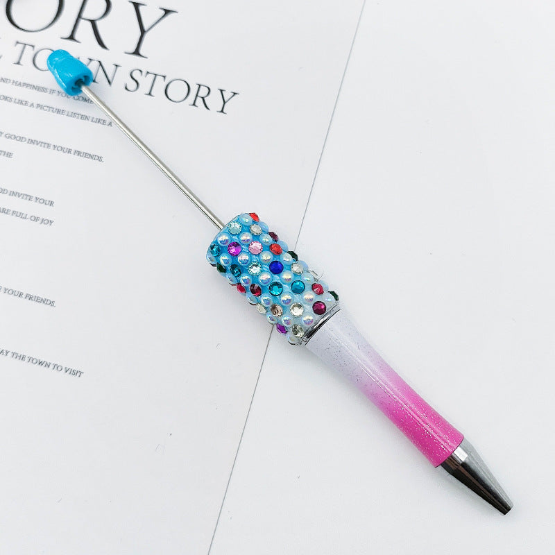 Gradual change color candy diamond bead pen DIY handmade diamond pearl agate ballpoint pen, cute creative gift pen
