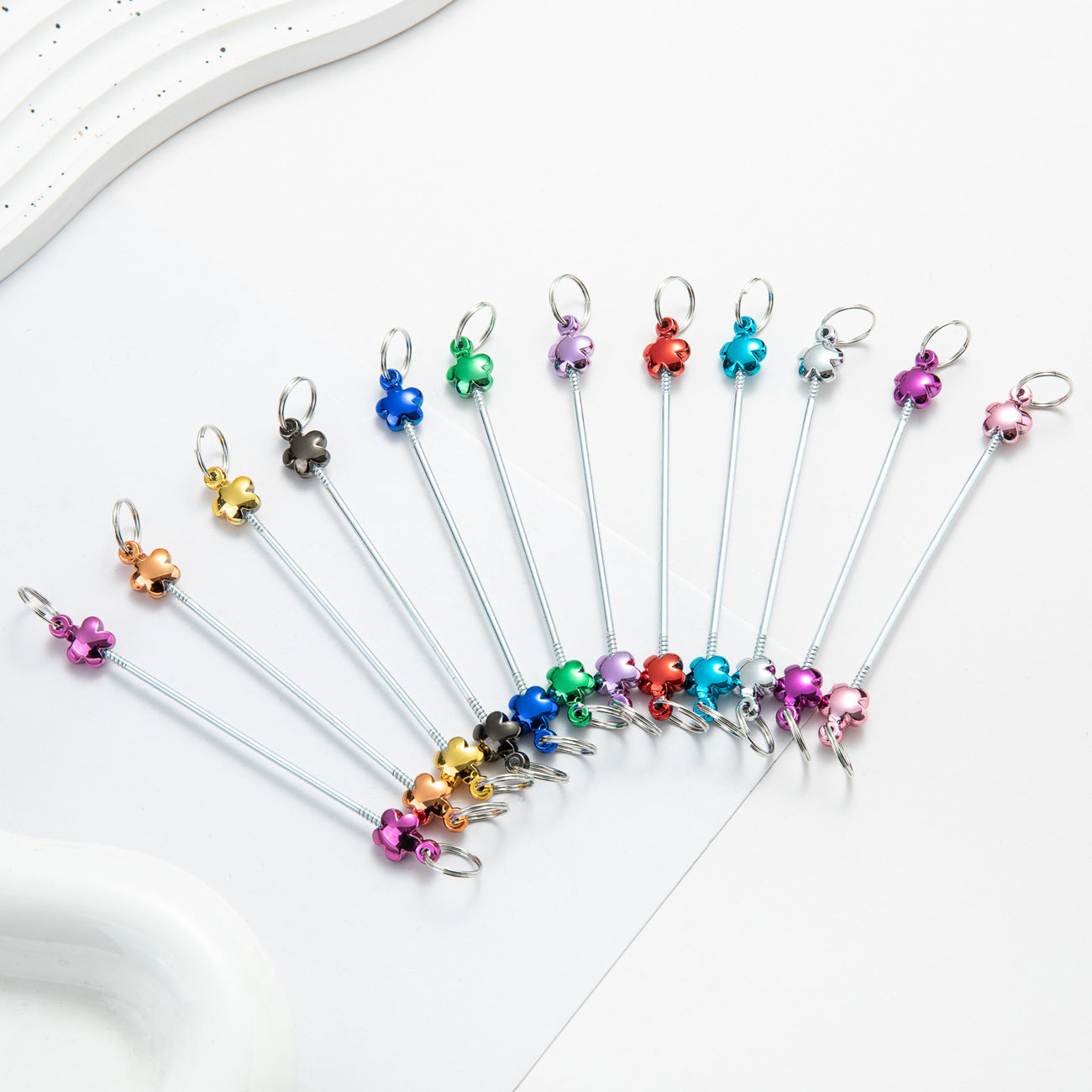 DIY beaded love keychain accessories pendant, creative handmade beaded keychain accessories plastic beaded pole