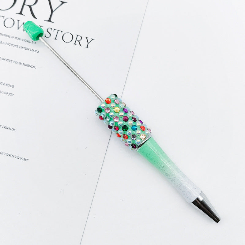 Gradual change color candy diamond bead pen DIY handmade diamond pearl agate ballpoint pen, cute creative gift pen