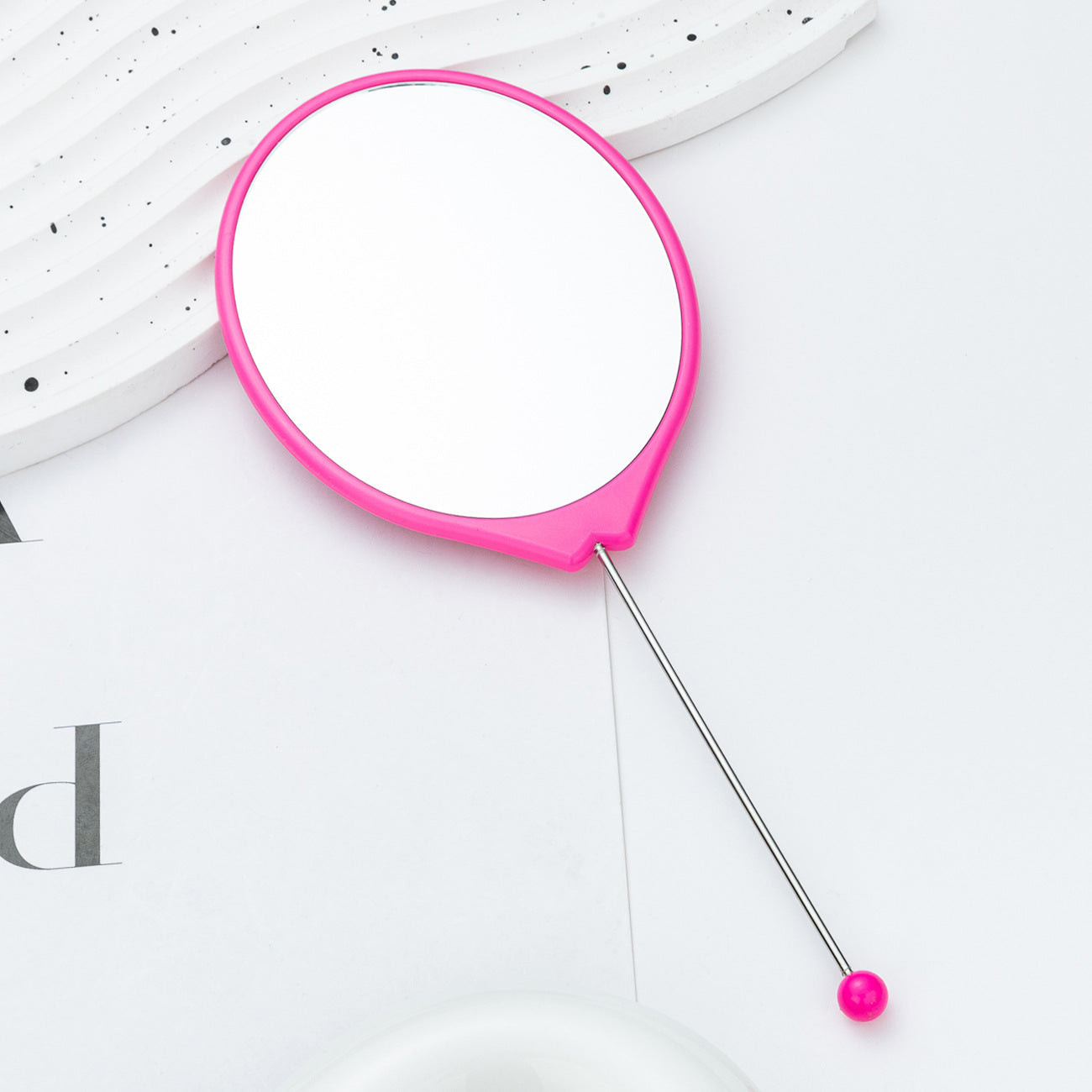 New DIY beaded oval mirror portable high definition mirror handheld mirror, carry makeup small mirror