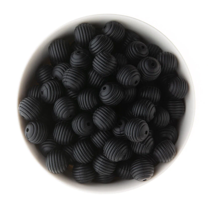 Spot 15mm silicone threaded beads food grade material baby toothpaste chain loose beads DIY accessories honeycomb beads wholesale