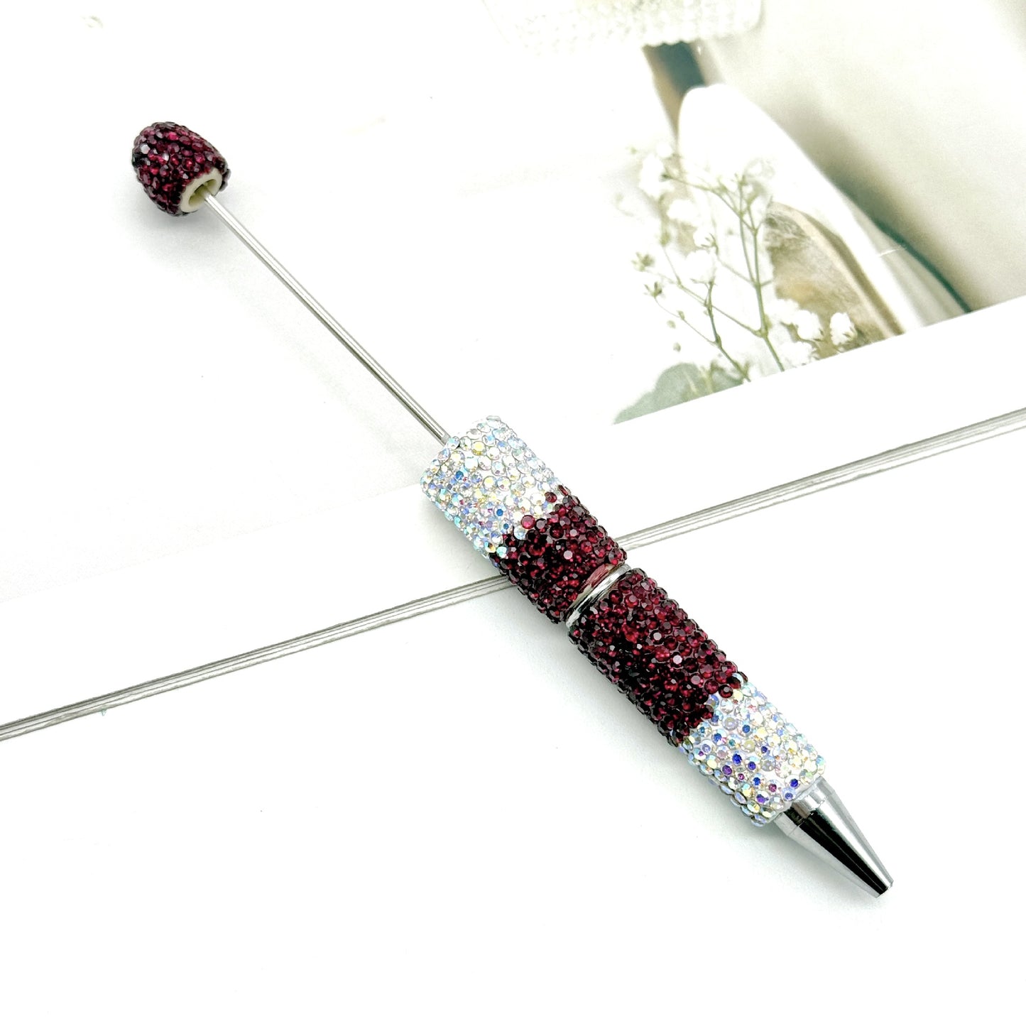 DIY's new gradual change full diamond pen, pure handmade diamond beaded pen cute creative gradual change rhinestone beaded ballpoint pen