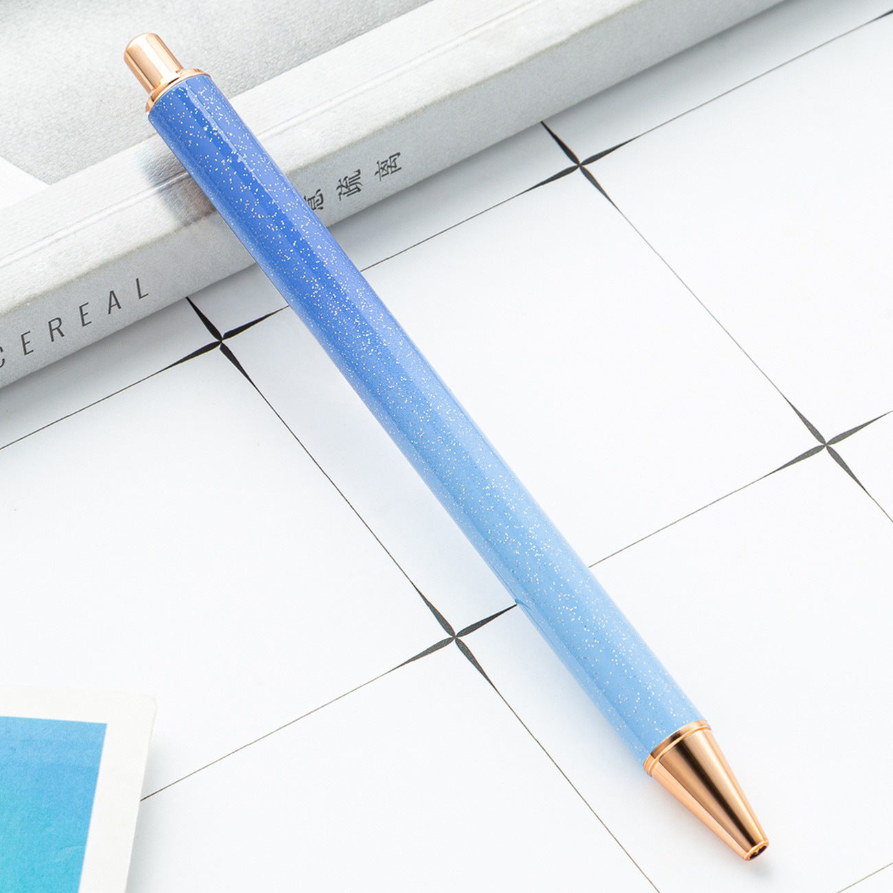 High-value metal press ballpoint pen, new creative glitter, metal stationery pen for students, spot press pen