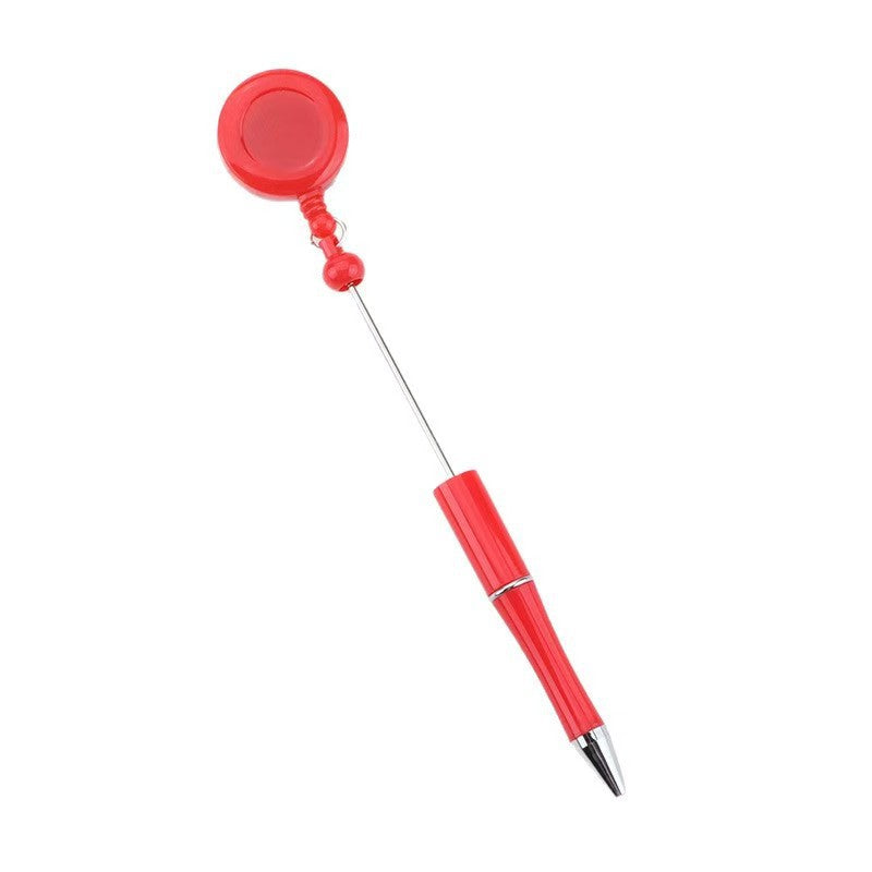 New easy-to-pull buckle beaded ballpoint pen, retractable plastic easy-to-pull retractable buckle, creative bead pen pull wire buckle