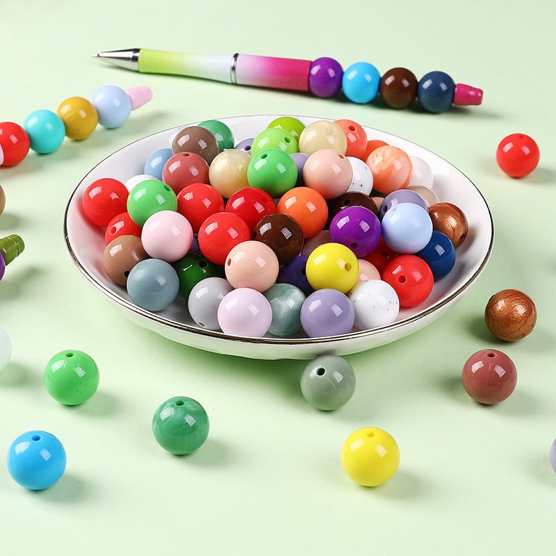 15mm Spot Glossy Silicone Beads Round Loose Beads DIY Jewelry Smooth Oil Injection Silicone Beads Mixed Color Beads #51-68