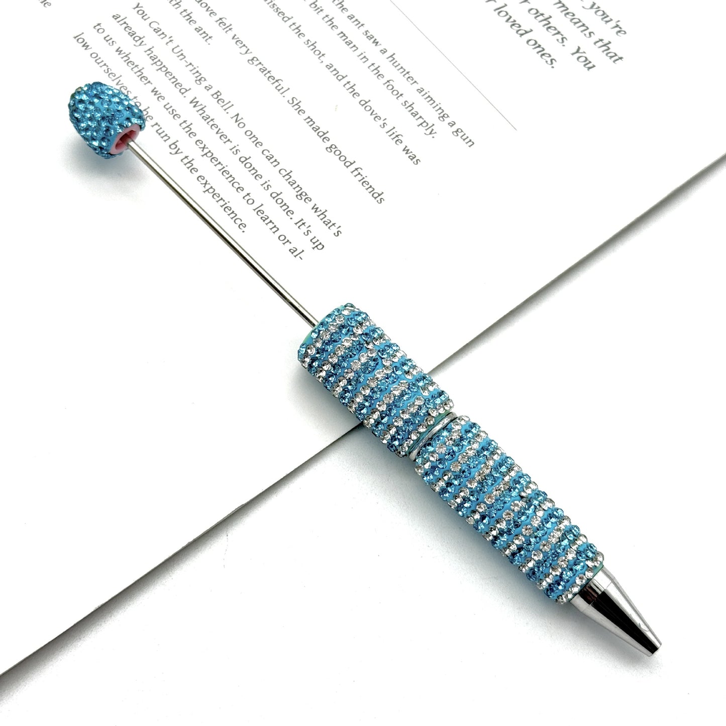 Creative Stripe Full Diamond Ballpoint Pen DIY Beaded Stripe Full Diamond Multicolor Bead Pen Rotary Beaded Grain Pen