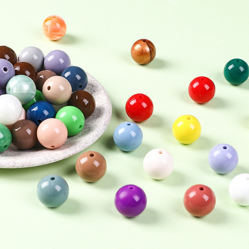 15mm Spot Glossy Silicone Beads Round Loose Beads DIY Jewelry Smooth Oil Injection Silicone Beads Mixed Color Beads #51-68