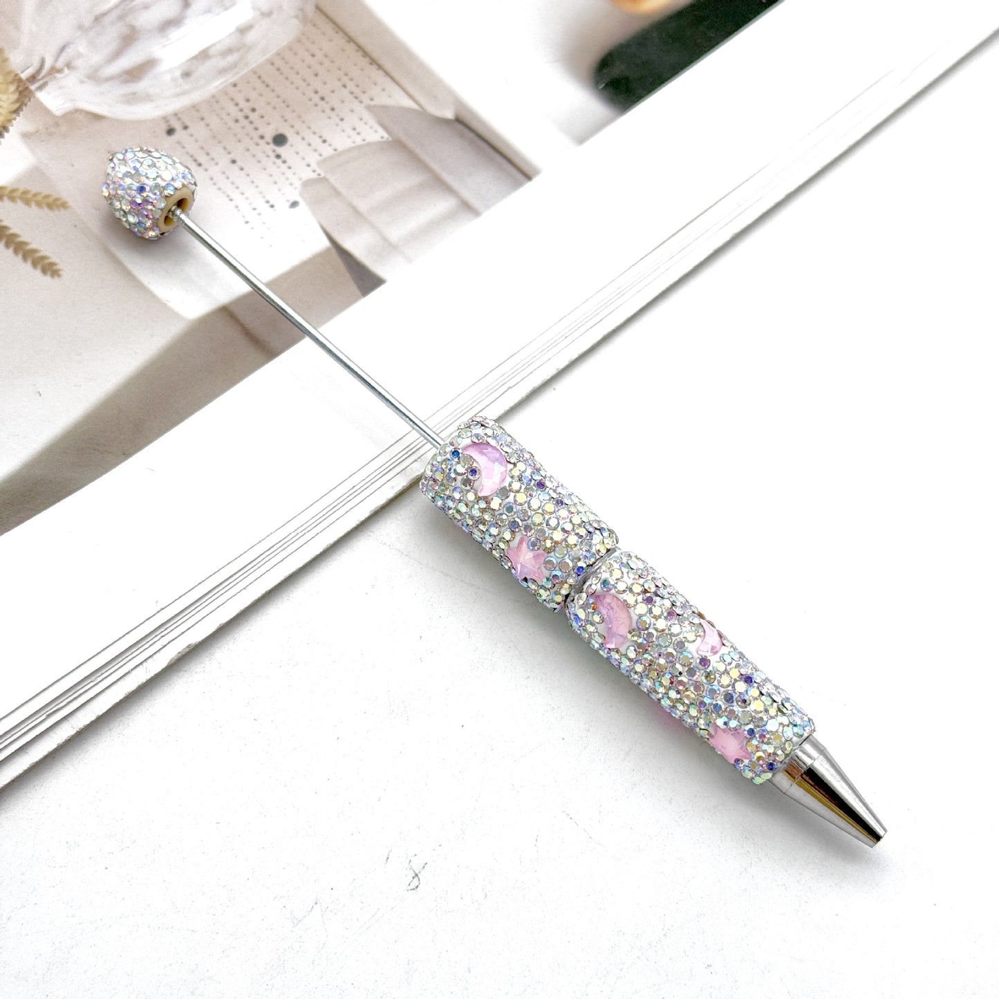 Cross-border DIY Star Moon Mocha Full Diamond Bead Pen, Creative Rhinestone Moe Grain Pen Colorful Gift Pen Wholesale