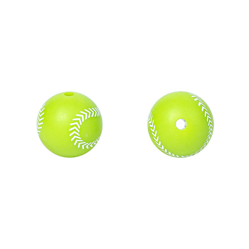 Factory Spot 15mm Silicone Beads Baby Teething Necklace Loose Beads Football Basketball Water Transfer Silicone Beads Wholesale