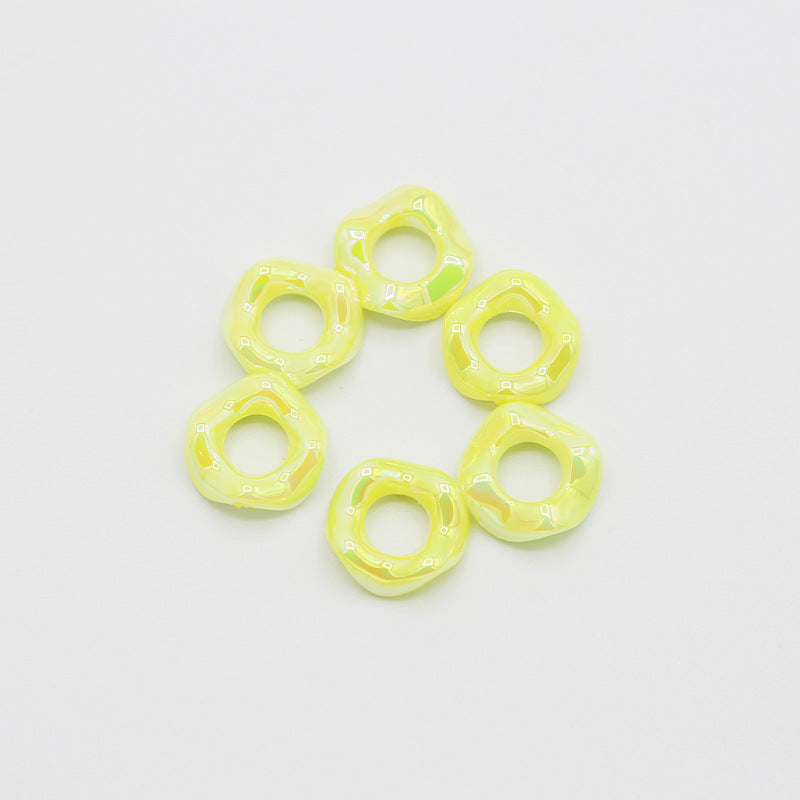 16Mm Color Electroplated Lace Wave Stacked Le Large Hole Beads Diy Handmade Beaded Loose Beads Bracelet Accessories Wholesale