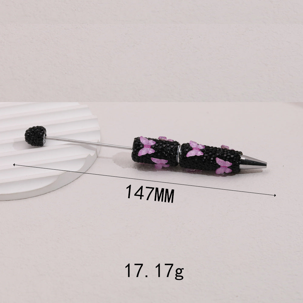 Cross-border creative butterfly soft pottery full of diamonds handmade bead pen DIY small gift gift pen creative ballpoint pen