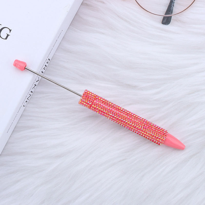 Cross-border long diamond-encrusted beaded pen DIY sticker full diamond beaded ballpoint pen creative cute girl heart gift pen