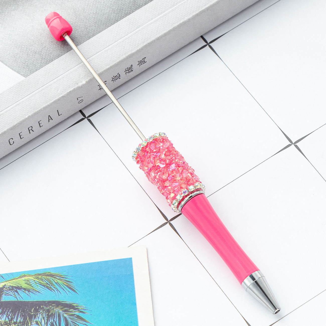 DIY crystal gravel bead pen wholesale creative exquisite cute girl heart plastic pen multi-color spinning ballpoint pen