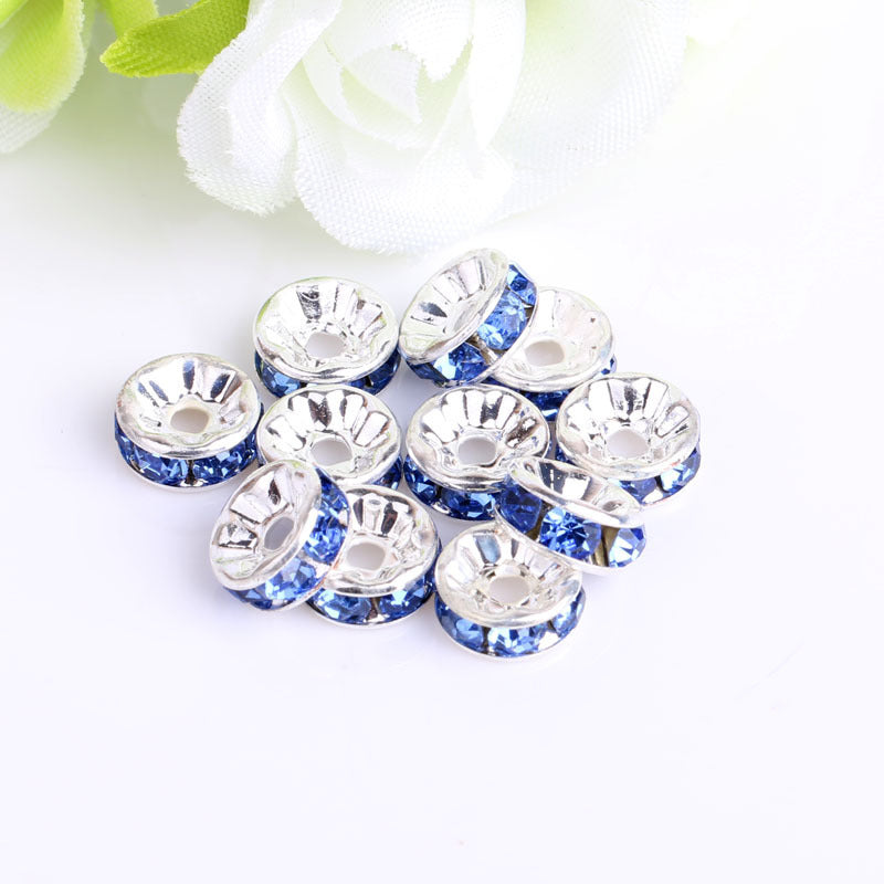 12Mm Hand-drilled Ring Spacer Beads, Colored Bracelet with Diamond Spacer Wheel Ring DIY Jewelry Accessories