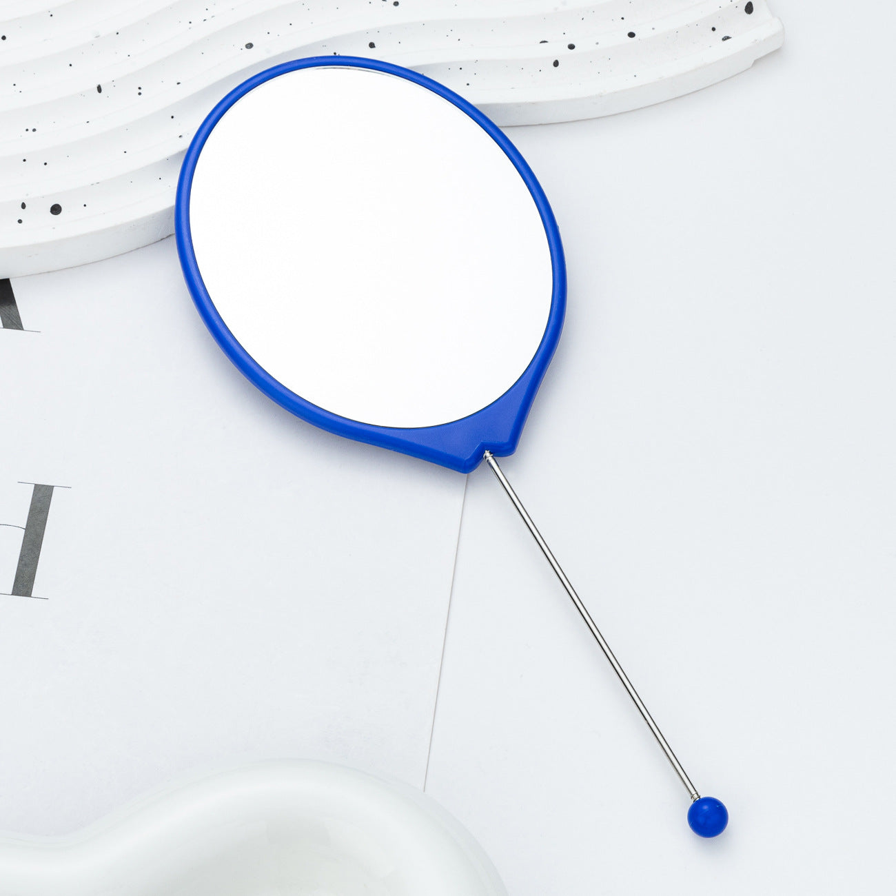 New DIY beaded oval mirror portable high definition mirror handheld mirror, carry makeup small mirror