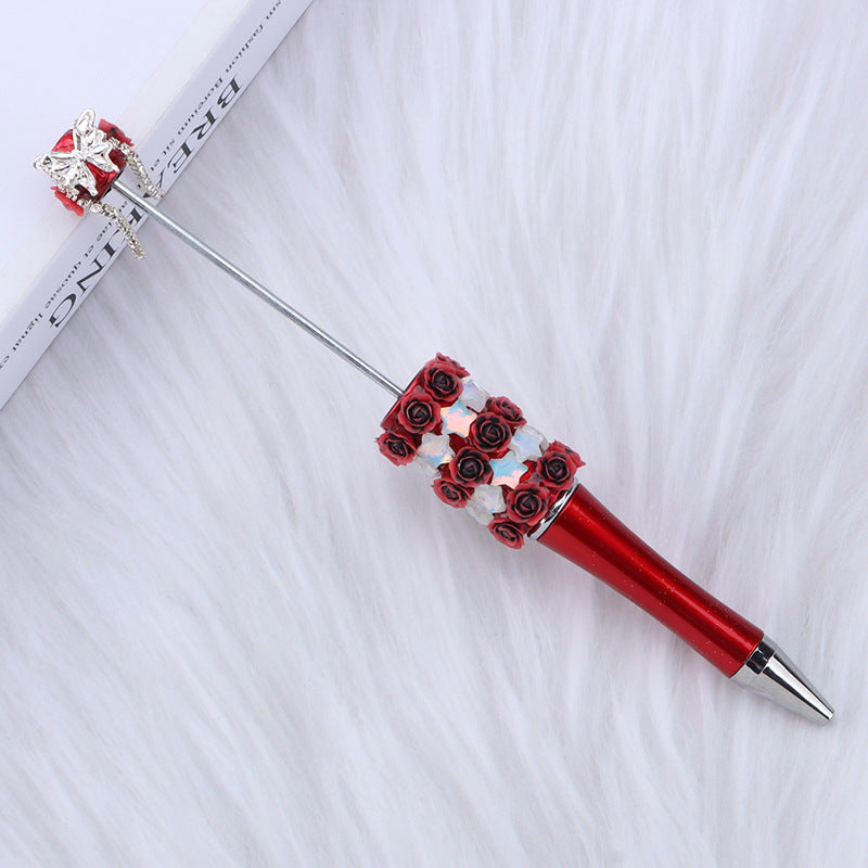 Creative DIY rose petal bead pen, exquisite handmade diamond beaded pen, girl heart blind box gift pen