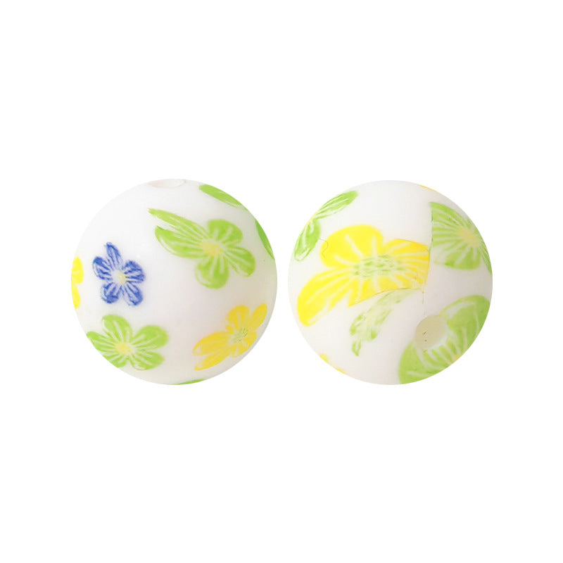 15mm Silicone Beads Water Transfer Beads DIY Jewelry Bead Pen Loose Beads Wholesale #201-250