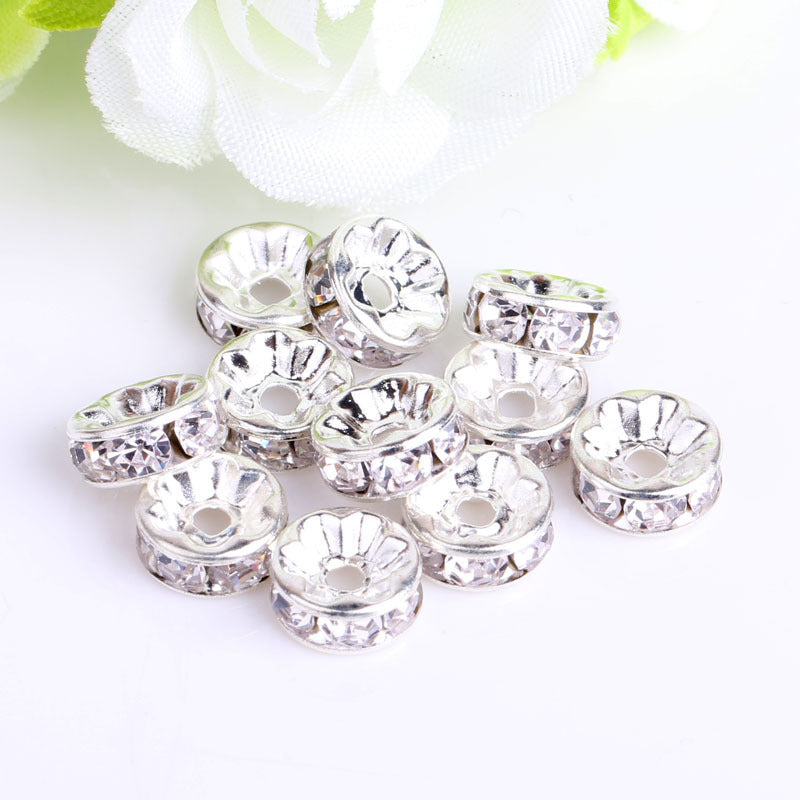 12Mm Hand-drilled Ring Spacer Beads, Colored Bracelet with Diamond Spacer Wheel Ring DIY Jewelry Accessories