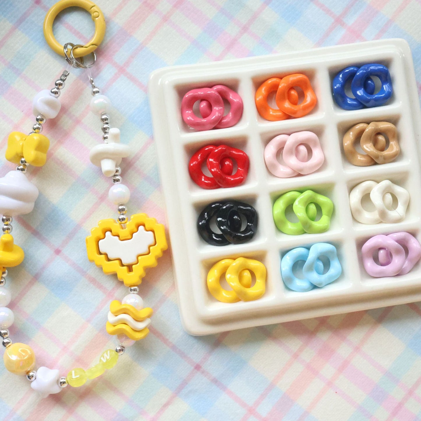 16Mm Paint Colors Stacked Music Lace Large Hole Wavy Skirt DIY Beaded Mobile Phone Chain Bag Pendant Material Accessories