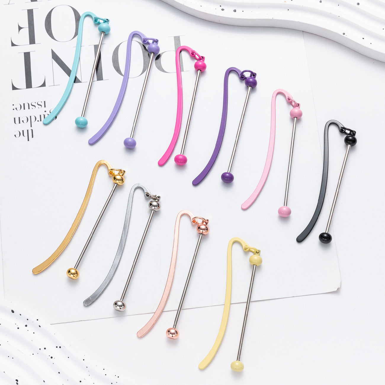 Spot metal bookmark wholesale creative DIY beaded bookmark pendant children's reward small gift mark book page folder