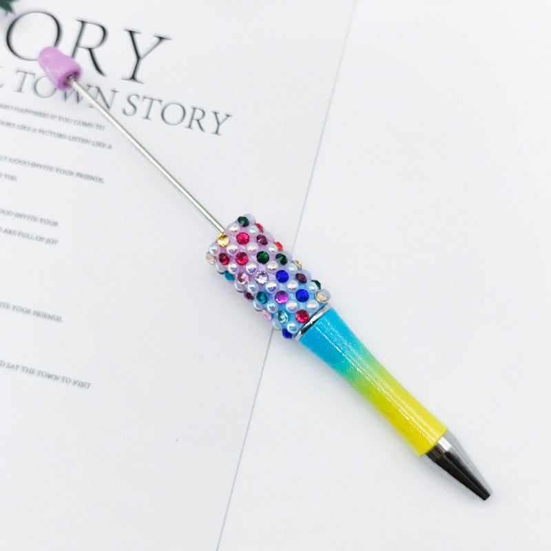 Gradual change color candy diamond bead pen DIY handmade diamond pearl agate ballpoint pen, cute creative gift pen